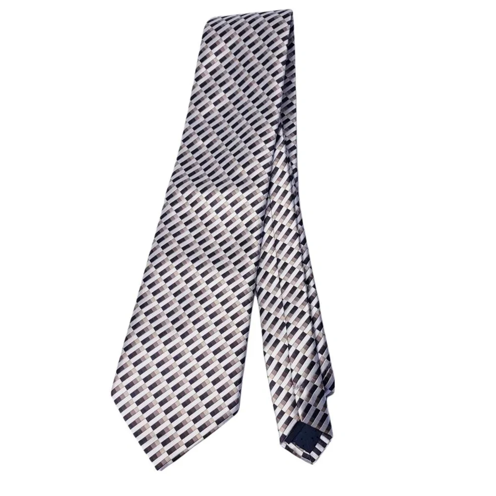 RENZO‎  Geometric Pattern Pure Silk Hand Made Tie